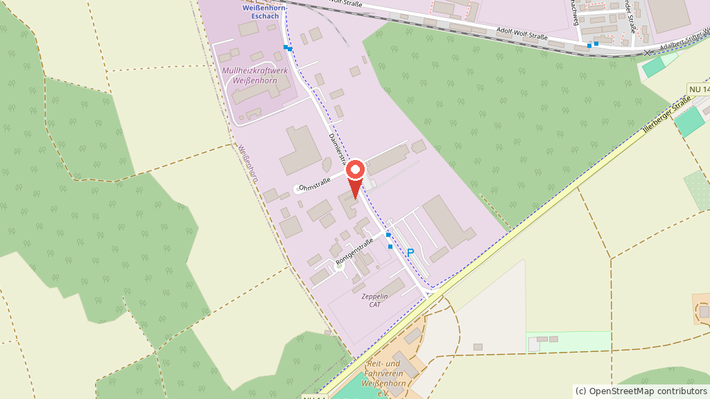Map showing the location of Altec GmbH, Daimlerstrasse 42, 89264 Weissenhorn